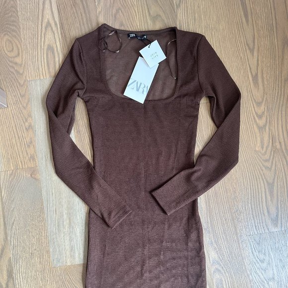 ZARA, Small, Brown Mini Dress - Picture 3 of 5